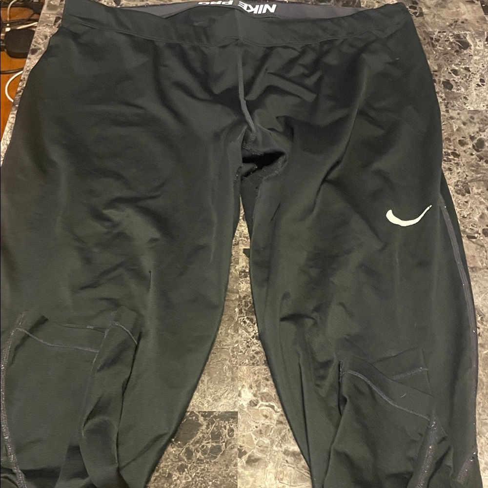 Nike Pros Black Training Pants with White Swoosh